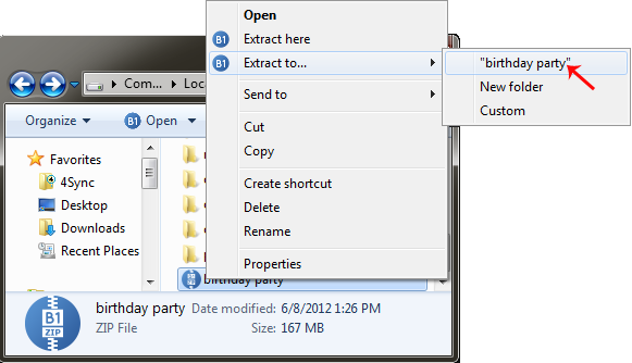 how to unzip files on windows 8